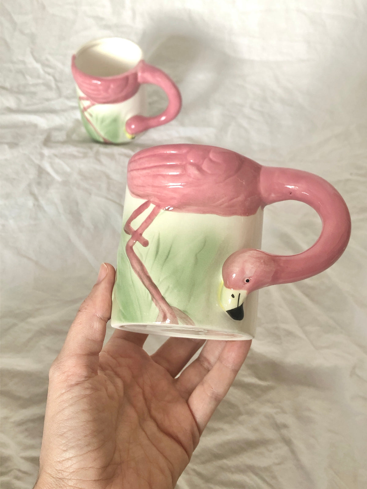 Vintage Flamingo Handle Mugs