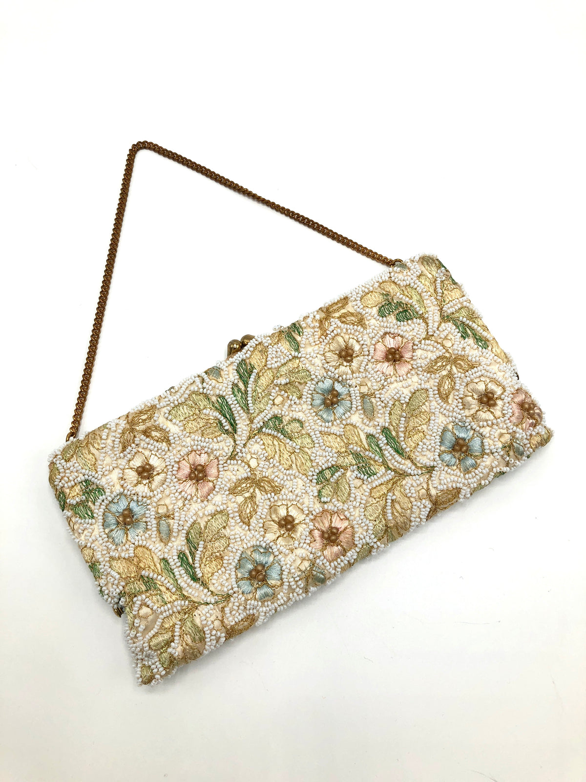 Vintage Beaded and Embroidered Floral Bag
