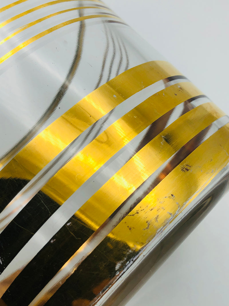 Vintage 22k Gold-Plated Striped Bar Set