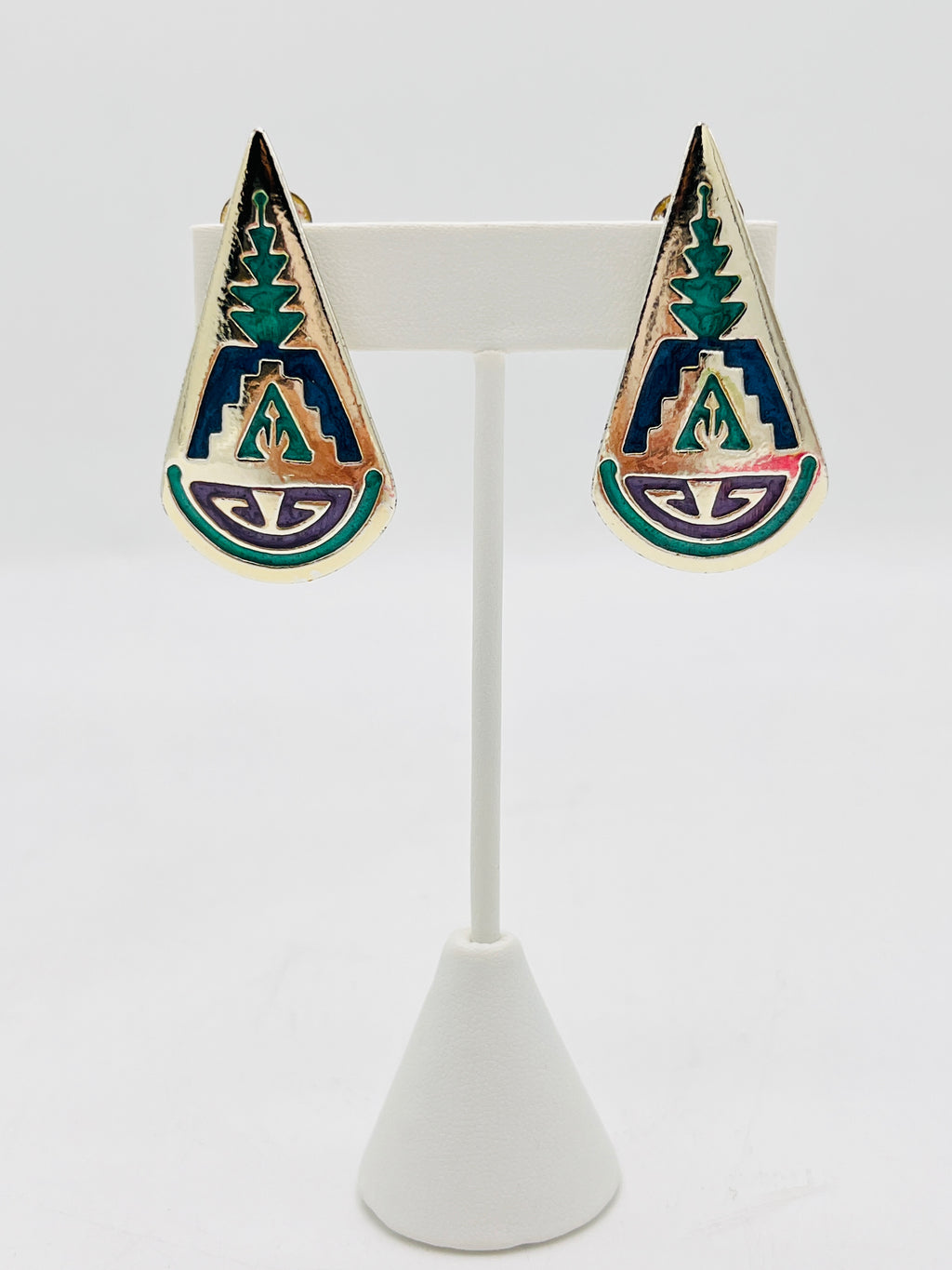 Vintage 80s Aztec Earrings