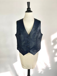 Vintage Navy Blue Leather Vest