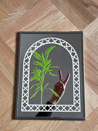1970s Framed Art Mirror - Lattice / Plant
