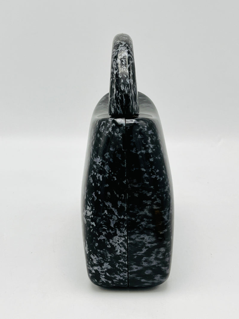 Vintage Grey and Black Speckled Lucite Purse