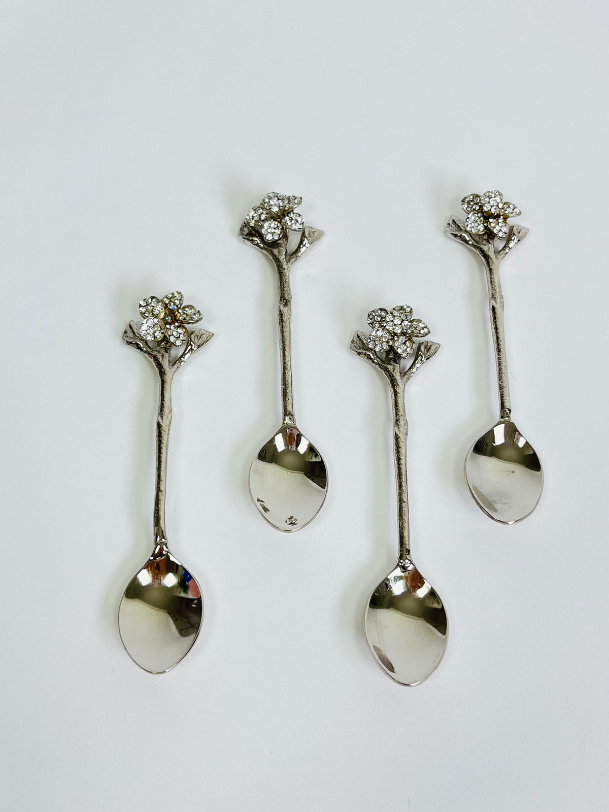 Rhinestone Flower Demitasse Spoons