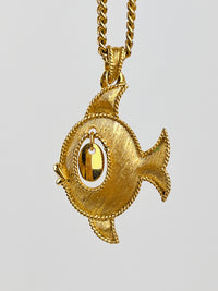 Vintage Fish Pendant Necklace