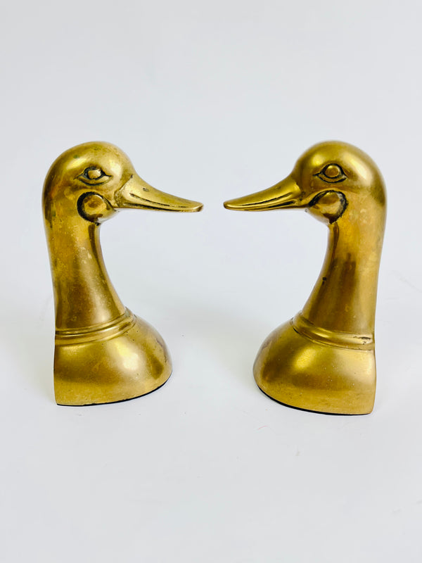 Vintage Brass Duck Bookends