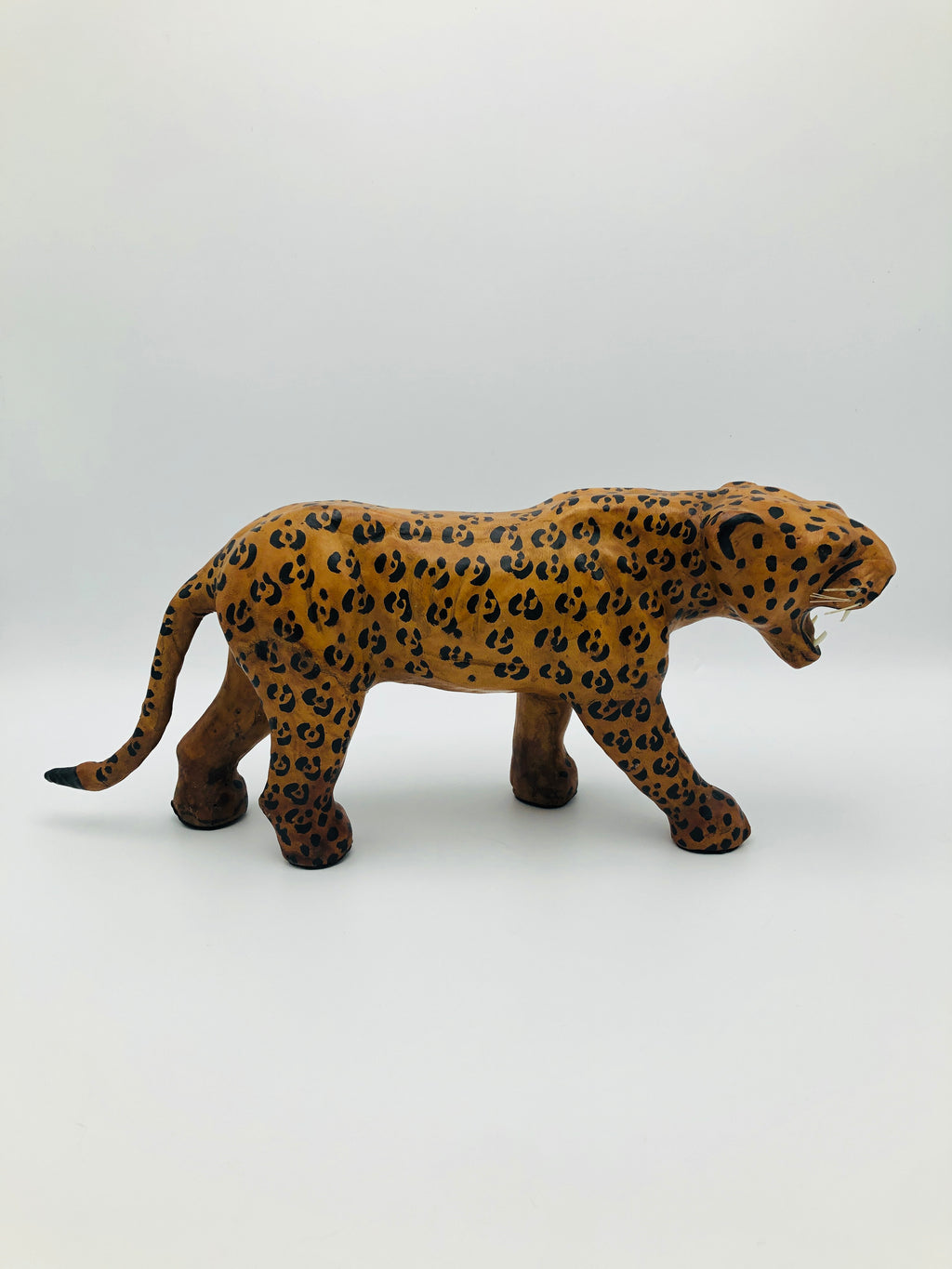 Leather-Wrapped Leopard Sculpture
