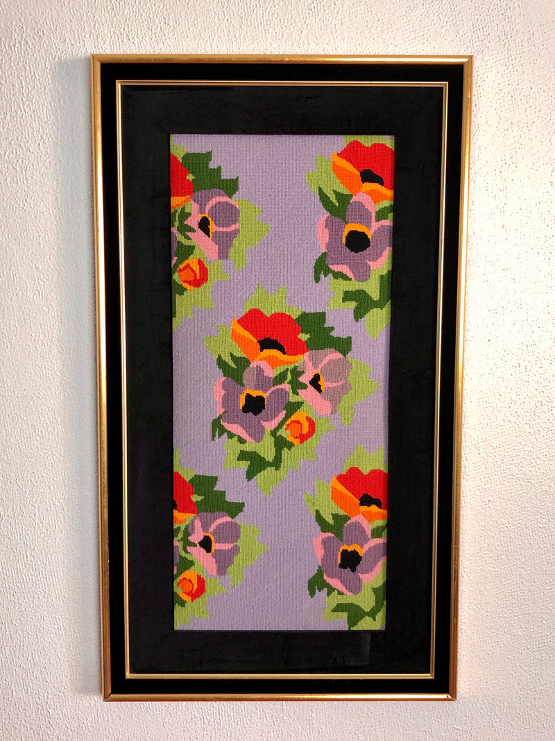 Vintage Framed Floral Needlepoint