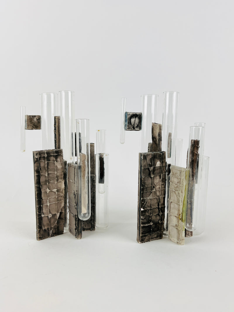 Vintage Brutalist Vases - a Pair