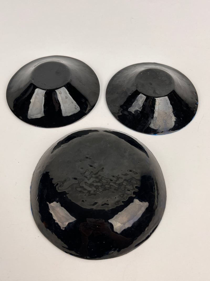 3pc Set of Mid-Century Modern Enameled Copper Bowls