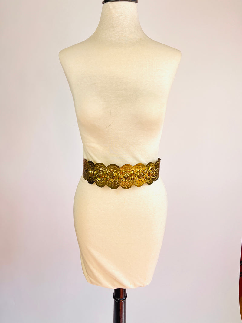 Vintage Brass Floral Belt