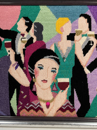 Vintage Needlepoint Party Scene