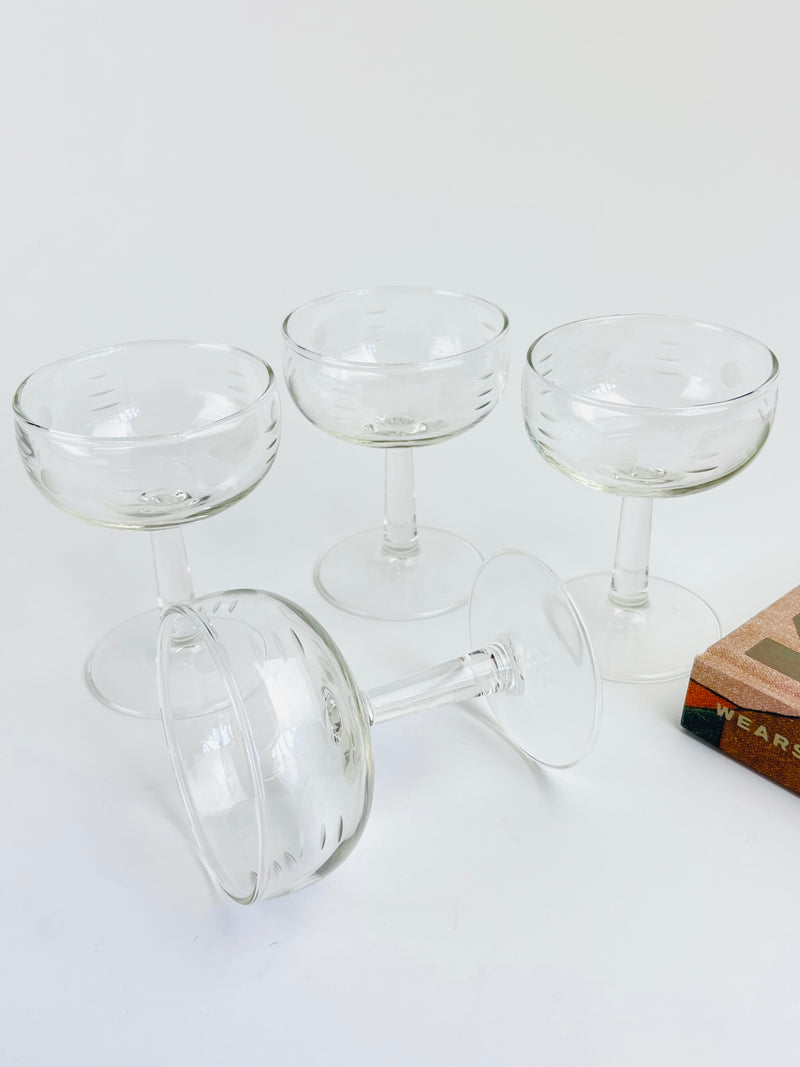 Vintage Etched Glass Coupes