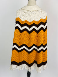 Vintage Crocheted Chevron Poncho