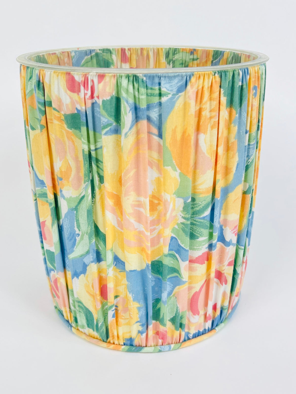 Vintage 80s Floral Pleated Waste Basket