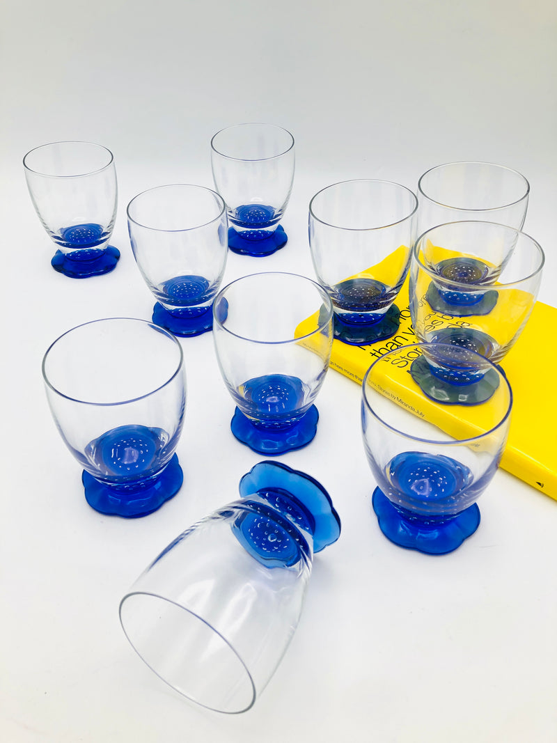 Vintage Blue Flower Base Glasses