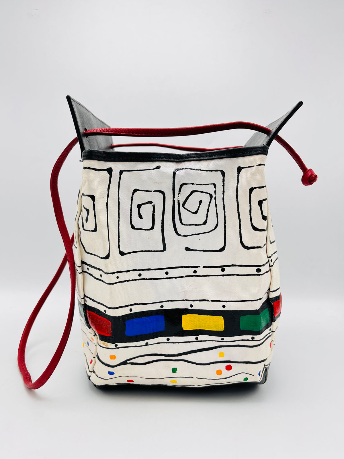 Postmodern Hand-Painted Bucket Bag