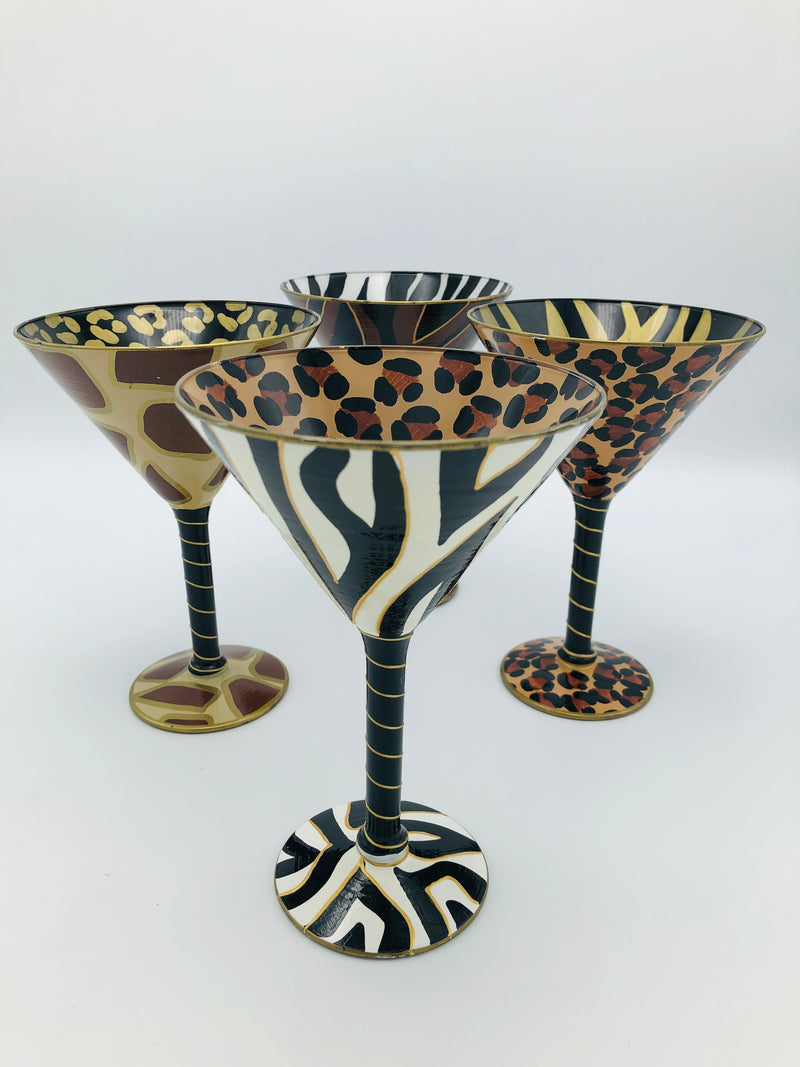Hand-Painted Animal Print Glasses
