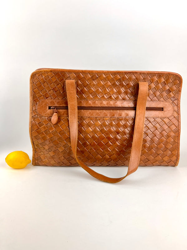 Vintage Oversized Woven Leather Bag