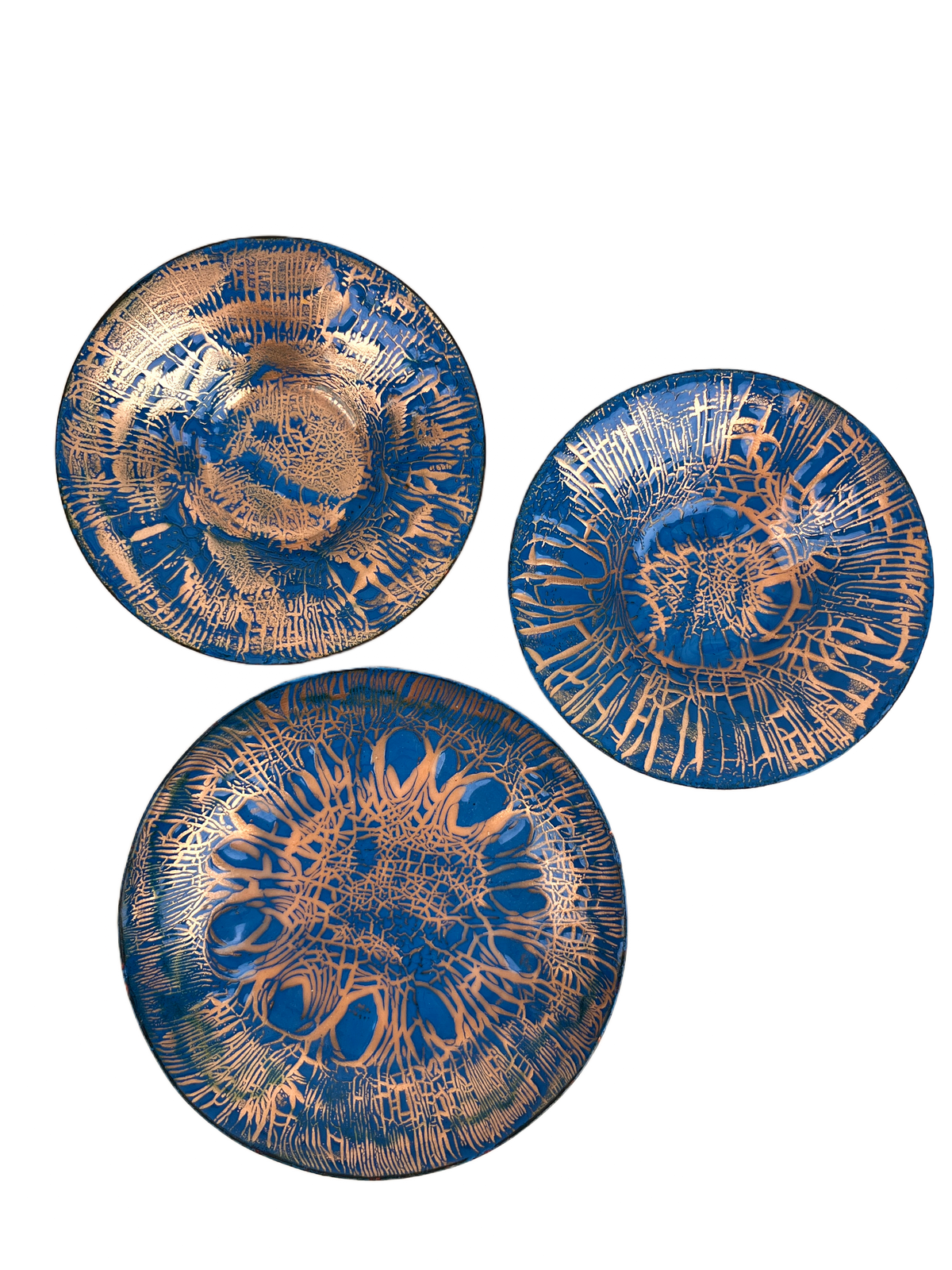 3pc Set of Mid-Century Modern Enameled Copper Bowls