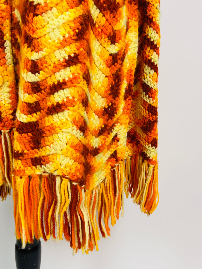 Vintage Crocheted Autumnal Poncho