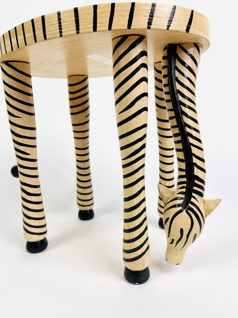 Vintage Painted Wood Zebra Stand