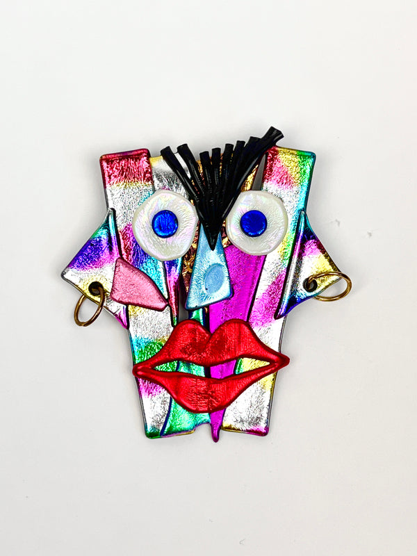 Vintage 90s Handmade Face Pin