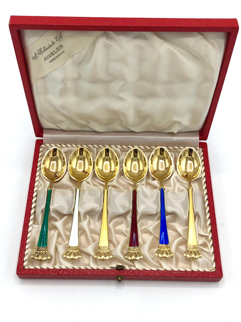 Vintage Gold Vermeil + Enamel Demitasse Spoons