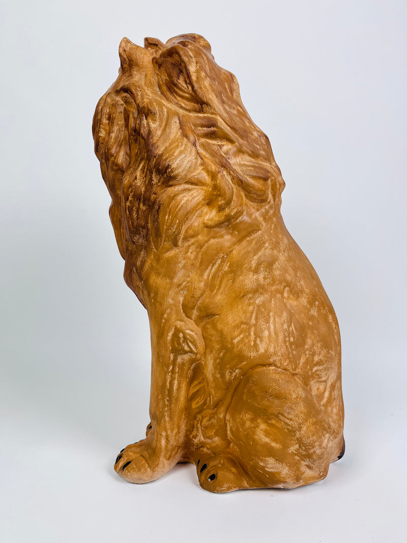 70s Vintage Chalkware Lion Statue