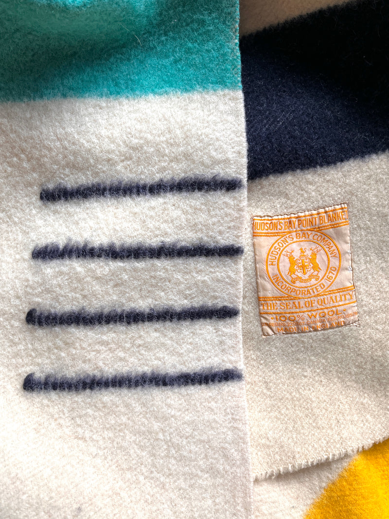 Vintage Hudson’s Bay 4 Point Wool Blanket