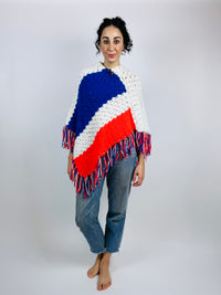 Vintage Colorblock Crocheted Poncho