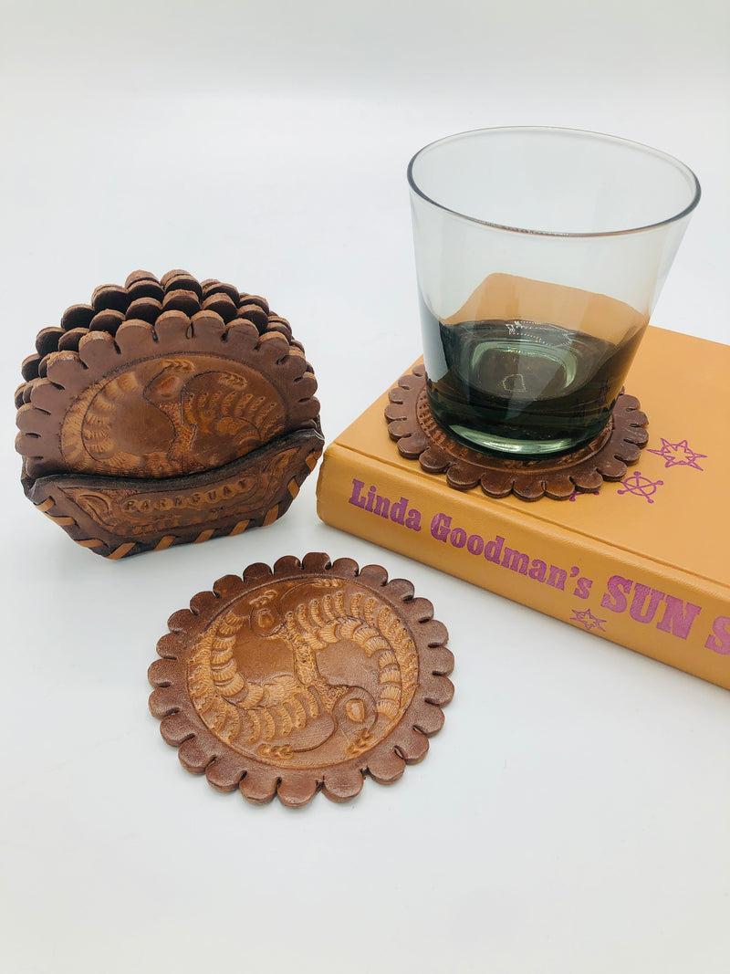 Vintage Tooled Leather Coasters