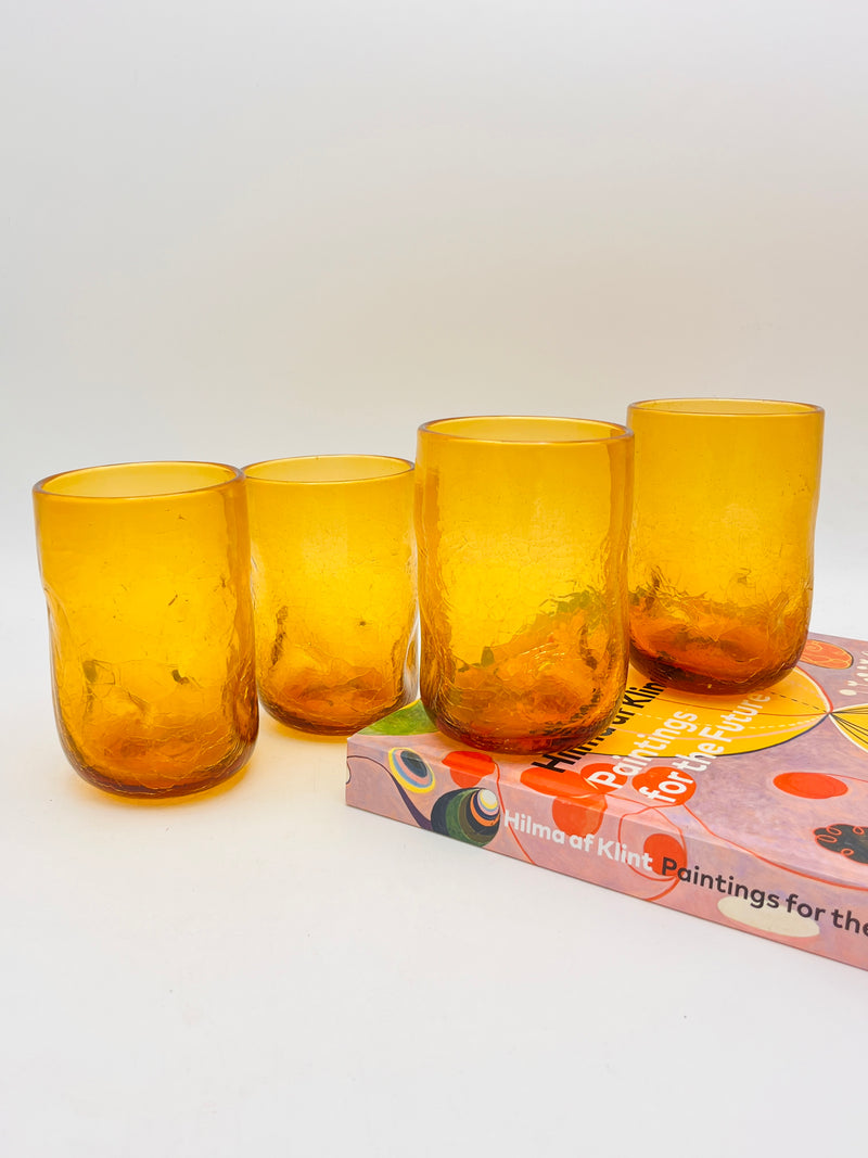 Vintage Amber Mouth-Blown Glasses