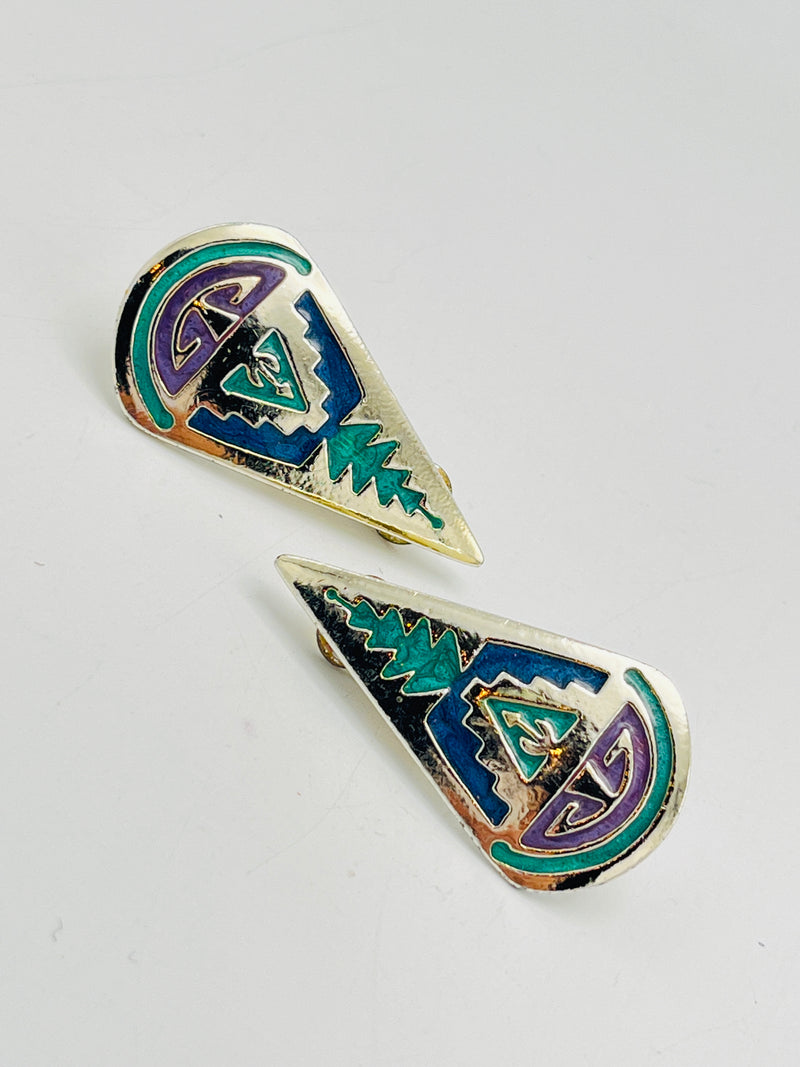 Vintage 80s Aztec Earrings
