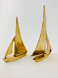 Vintage 2pc Brass Sailboat Sculptures