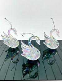 Vintage Iridescent Swan Ornaments