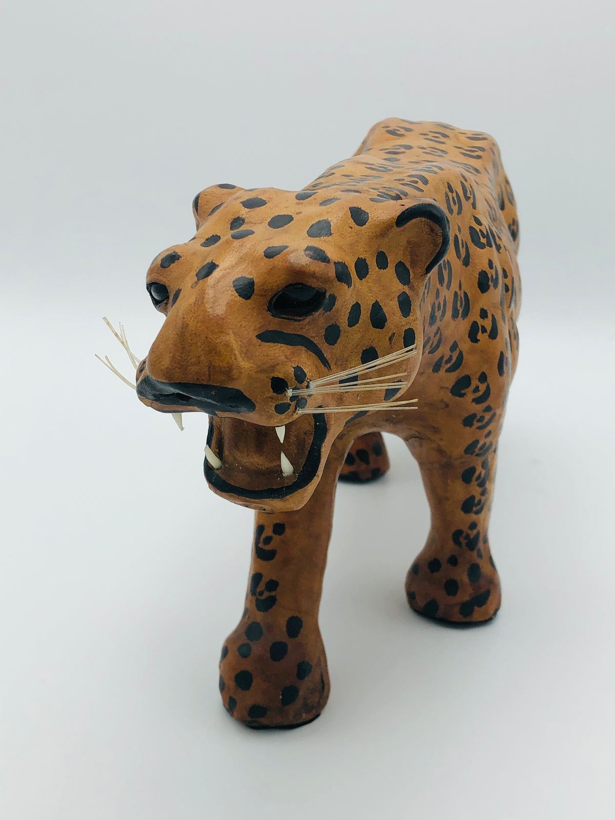 Leather-Wrapped Leopard Sculpture