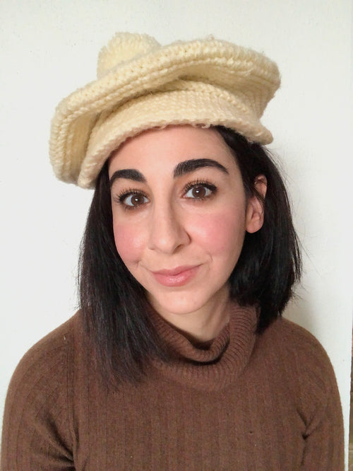Vintage 1970s Suede and Crochet Cap