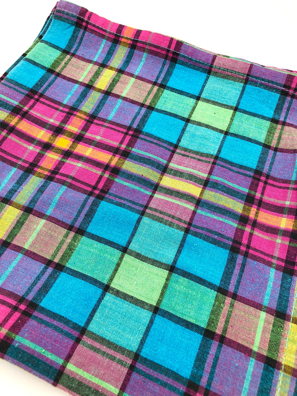 Vintage Bright Plaid Cloth Napkins