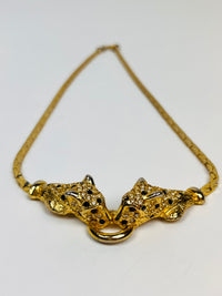 Vintage Rhinestone Leopard Necklace