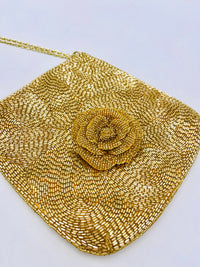 Vintage Gold Beaded Rose Purse