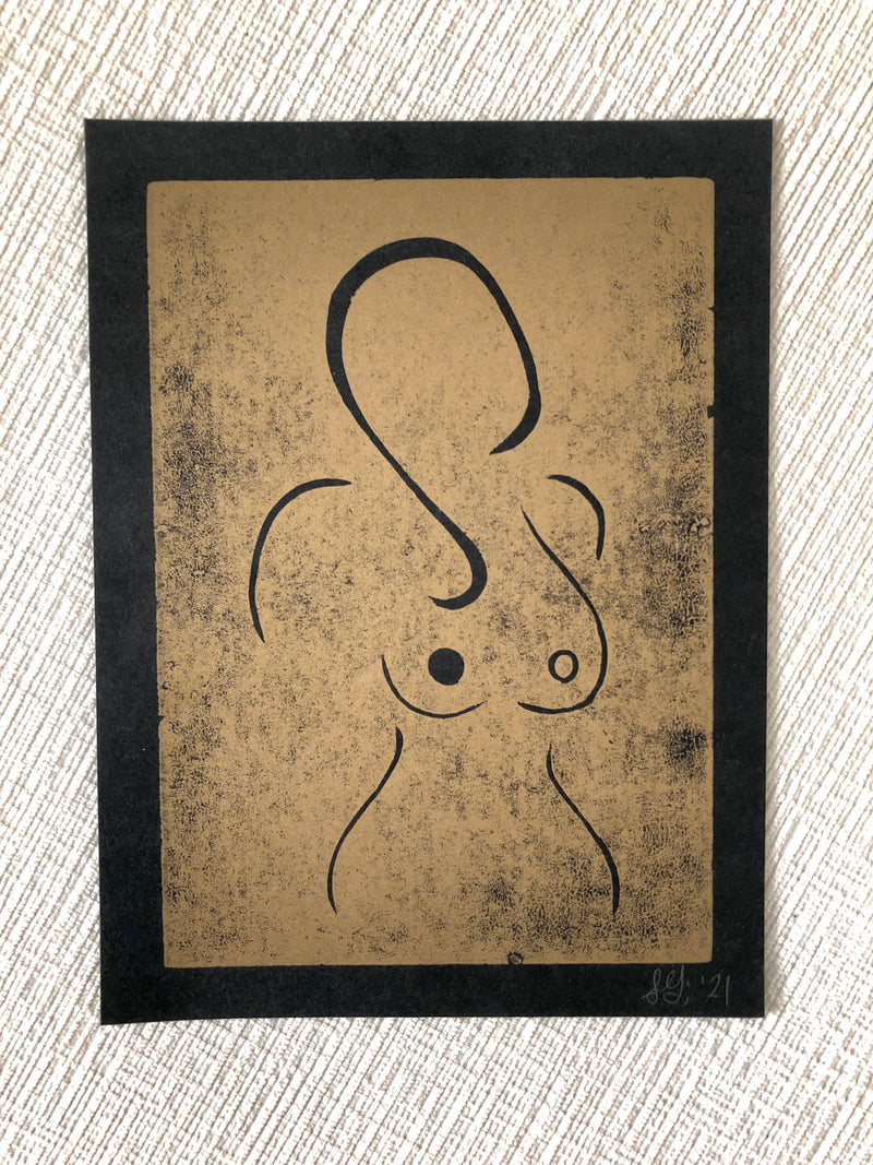 Abstract Nude Print - Gold