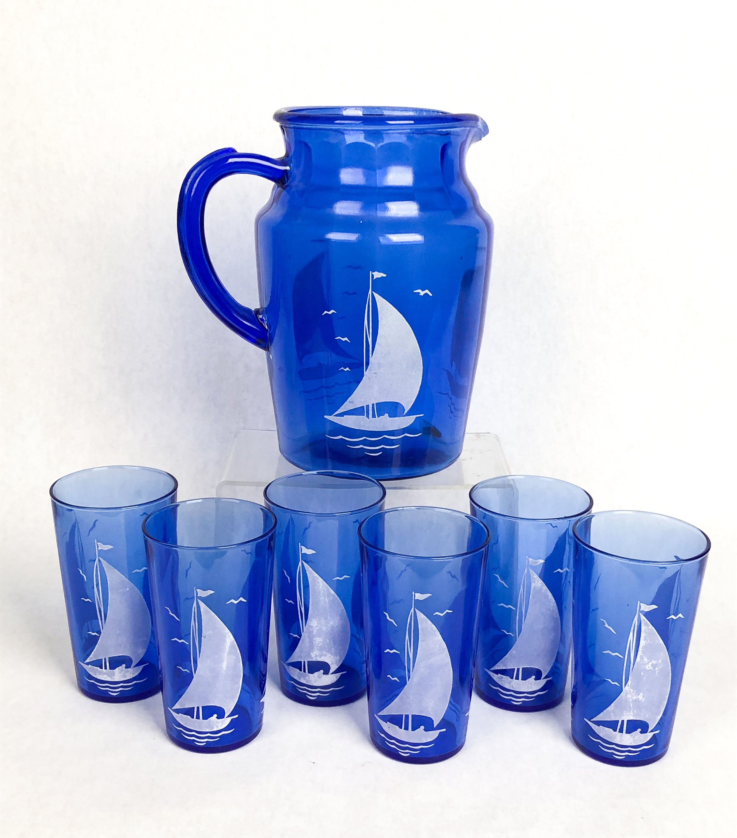 Vintage 1930s Vintage Sailboat Pitcher + Glass Set – Dovetail