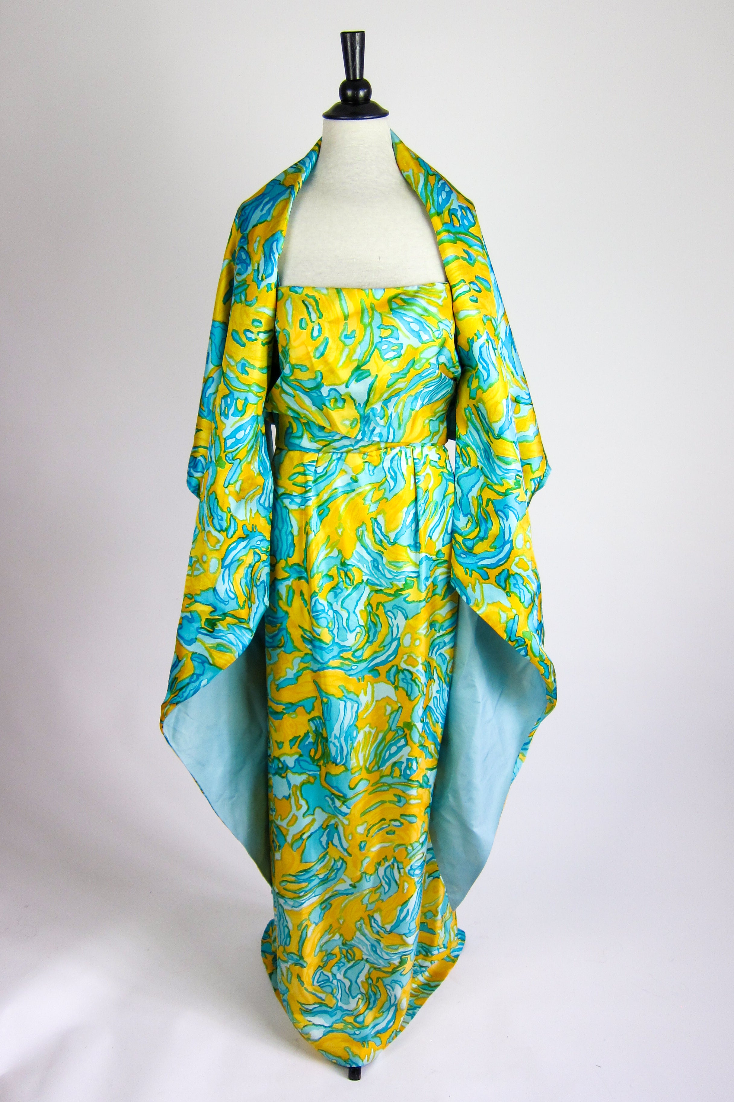 Vintage 1960s Silk Evening Gown Shawl by Helena Barbieri Dovetail