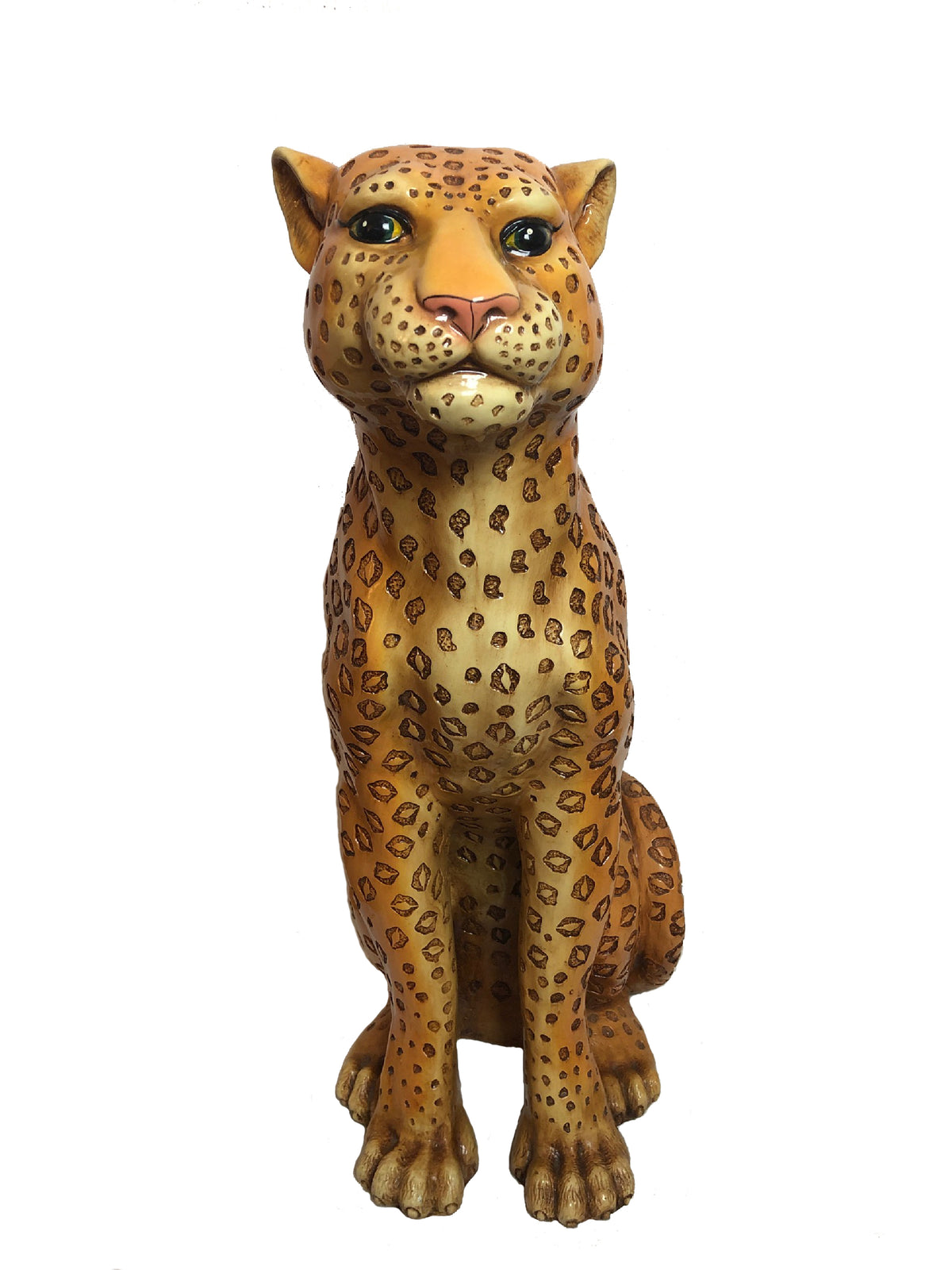 Vintage Hand-Painted Ceramic Cheetah Sculpture