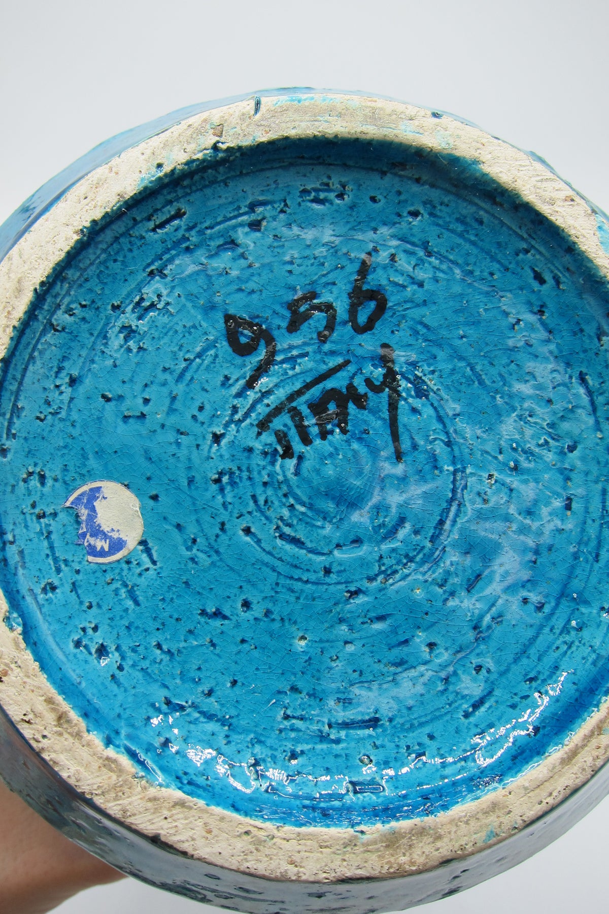 Vintage Blue Bitossi Italian Ceramic Lidded Jar