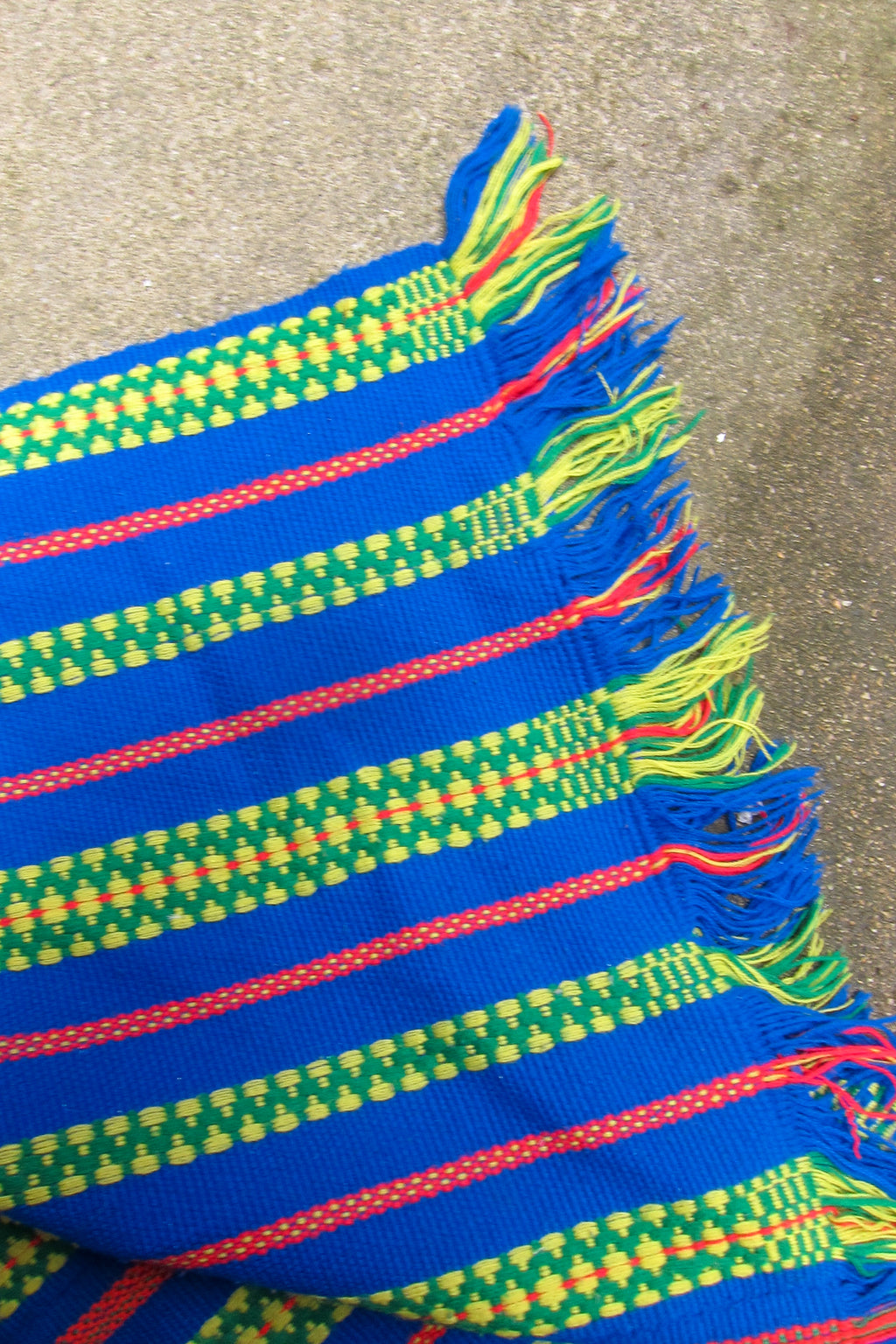 vintage blue and neon green blanket