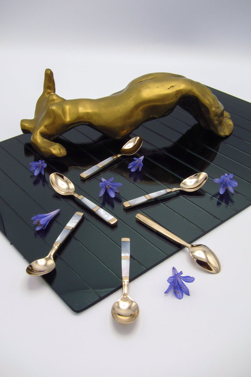 Bronze + Mother of Pearl Demitasse Spoons