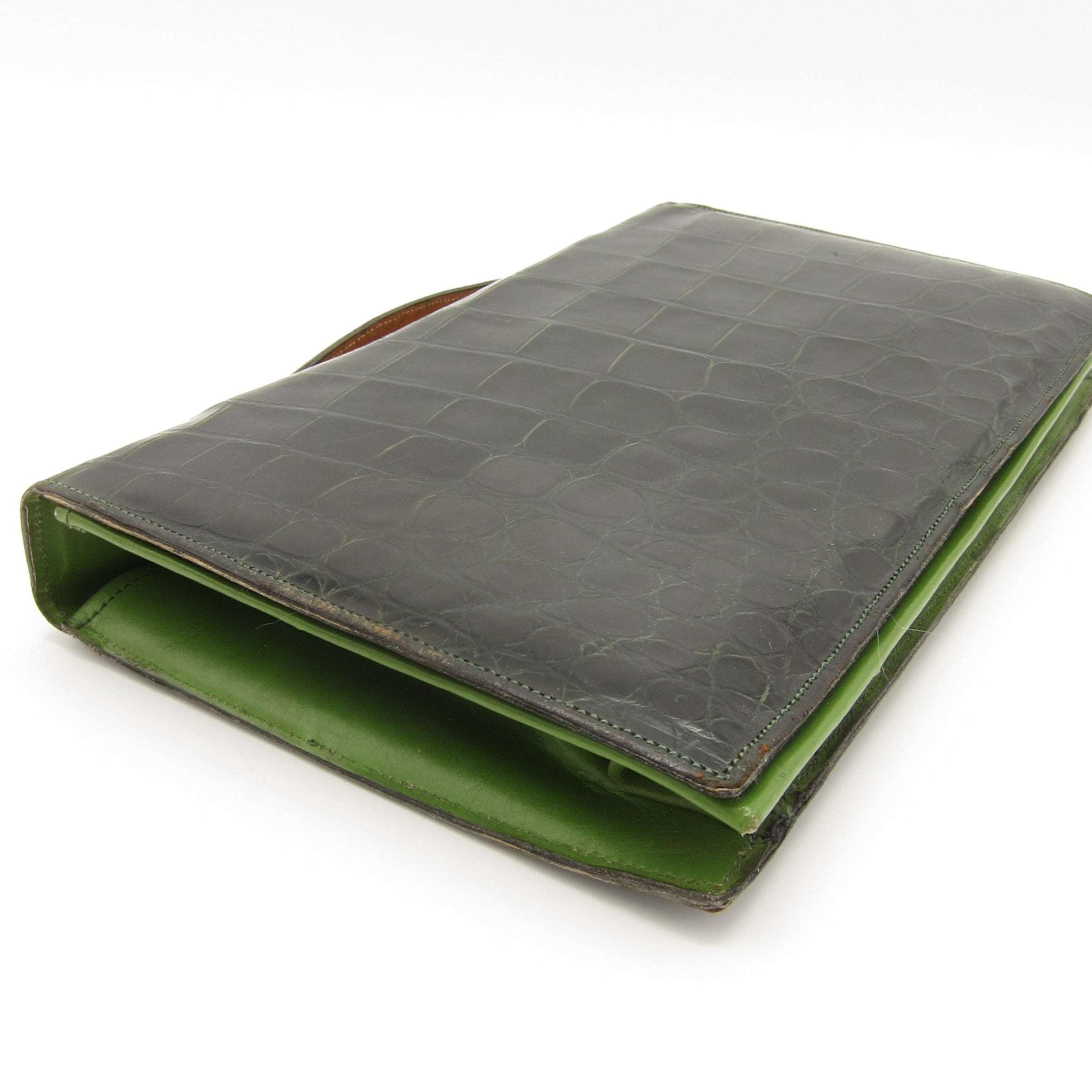 Green sale alligator purse