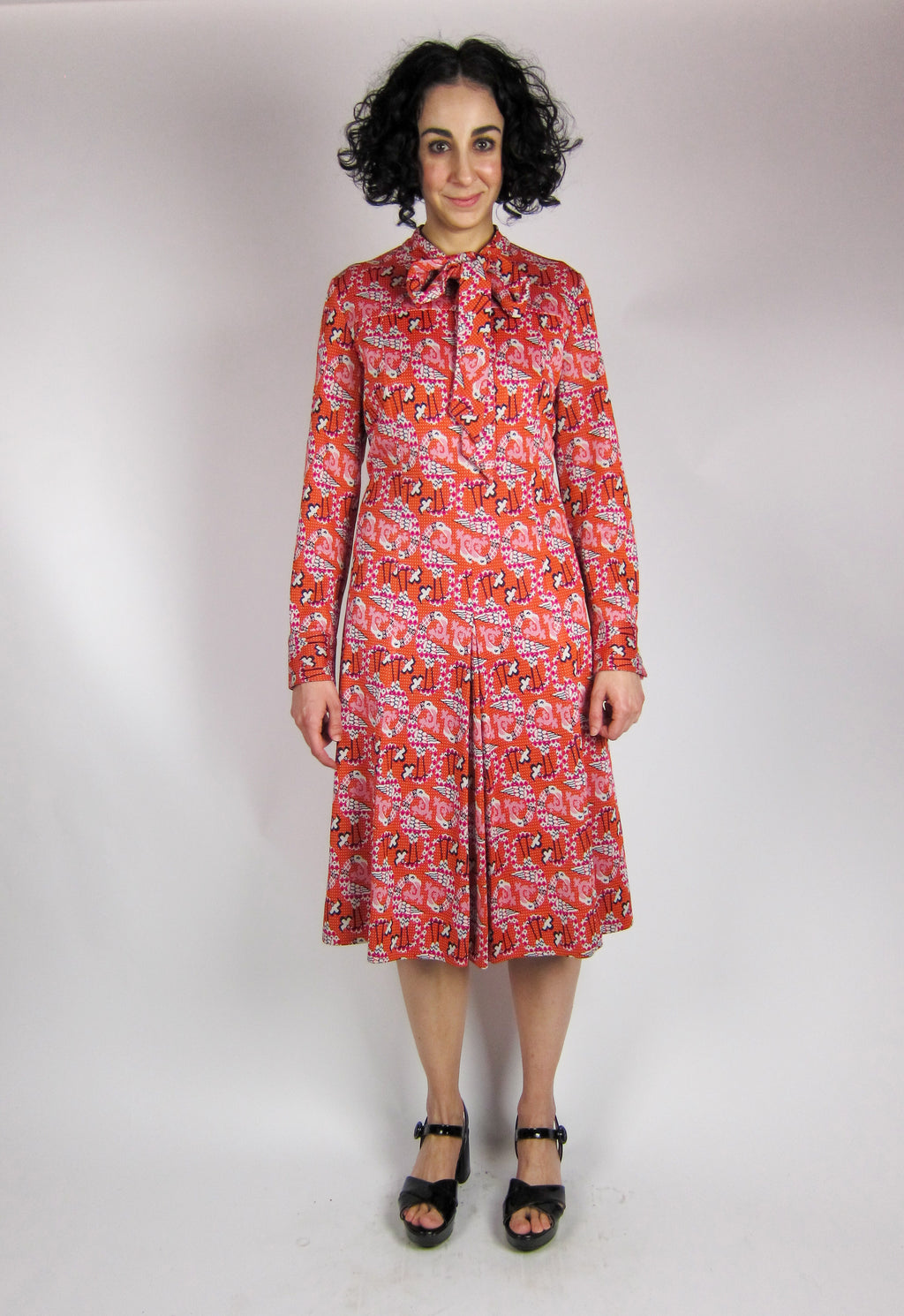 Vintage Flamingo Print Dress